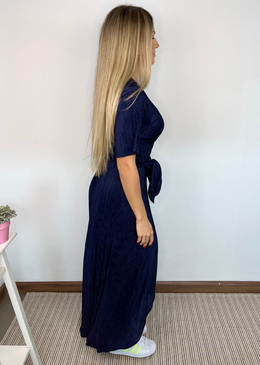 Navy Pleated Dress main image 0