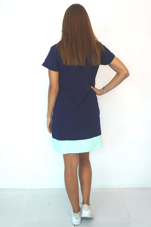 Dress The R Mini Anywhere Dress - Perfect Navy, Aqua Colour Block dubai outfit dress brunch fashion mums