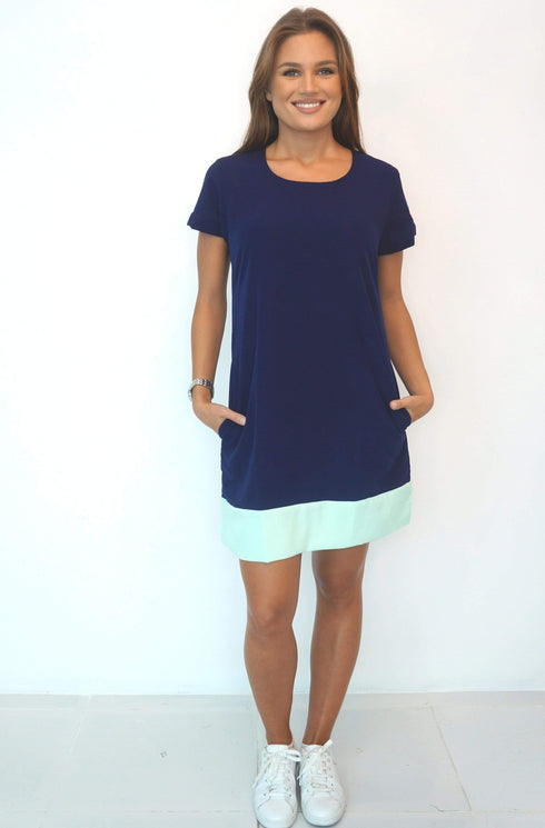 Dress The R Mini Anywhere Dress - Perfect Navy, Aqua Colour Block dubai outfit dress brunch fashion mums