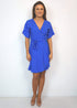 Dress The Short Wrap Dress - Royal Blue Polka Dot dubai outfit dress brunch fashion mums