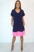 Dress The V Anywhere Dress - Perfect Navy, Neon Pink Colour Block dubai outfit dress brunch fashion mums