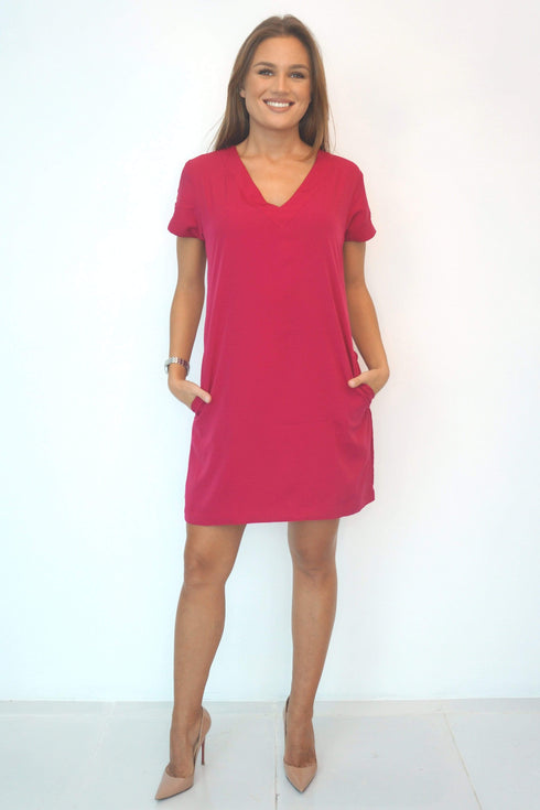 Dress The V Mini Anywhere Dress - Classic Raspberry dubai outfit dress brunch fashion mums