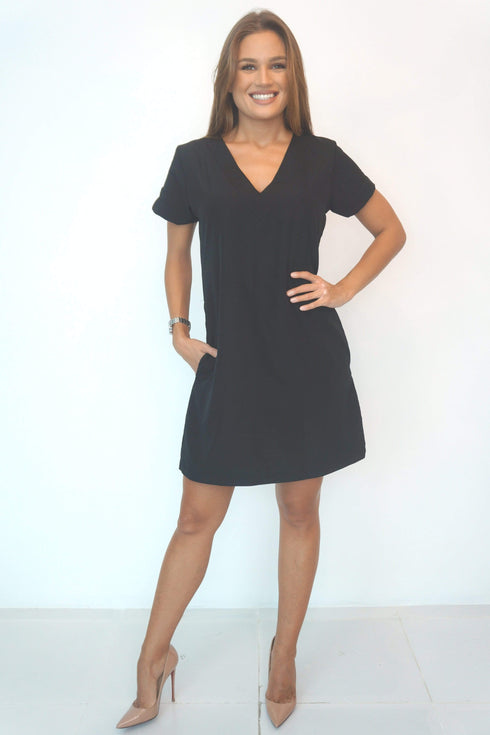 Dress The V Mini Anywhere Dress - Midnight Black dubai outfit dress brunch fashion mums
