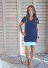 Dress The V Mini Anywhere Dress - Perfect Navy with Aqua Colour Block dubai outfit dress brunch fashion mums
