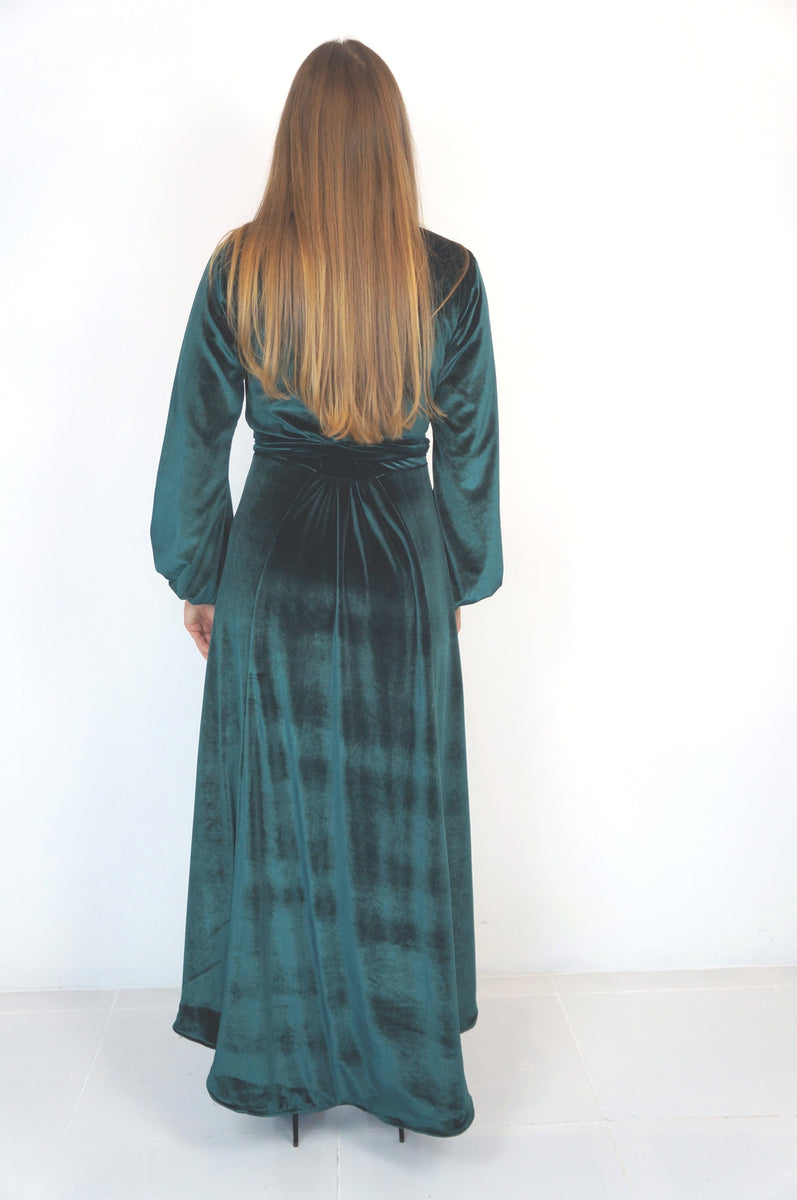 The Maxi Velvet Wrap Dress - Green Velvet NEON STAR The Maxi Velvet Wrap Dress - Green Velvet NEON STAR
