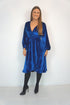 Dress The Velvet Midi Wrap Dress - Blue Velvet dubai outfit dress brunch fashion mums