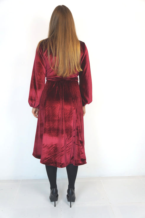 Dress The Velvet Wrap Dress - Burgundy Velvet dubai outfit dress brunch fashion mums
