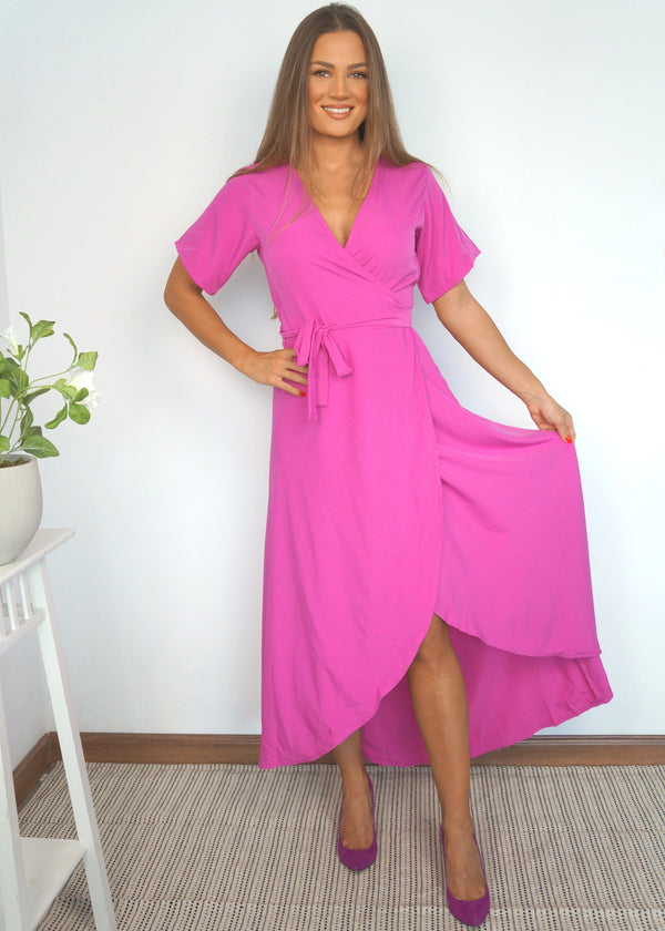 Dress The Wrap Dress - Pink dubai outfit dress brunch fashion mums
