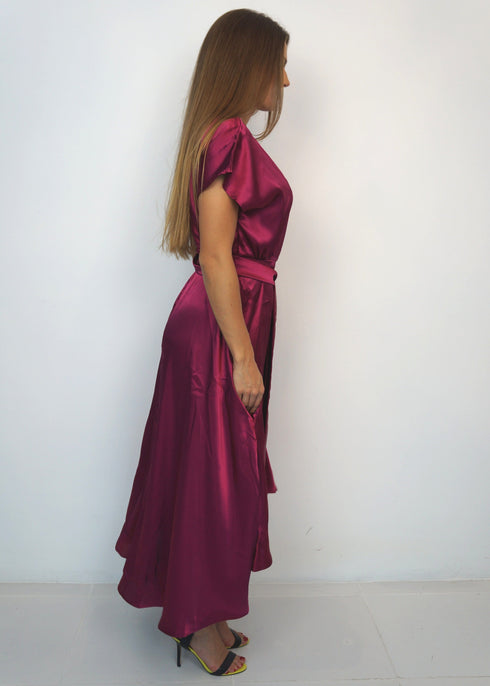 Dresses The Evening Dress - Deep Red Satin dubai outfit dress brunch fashion mums