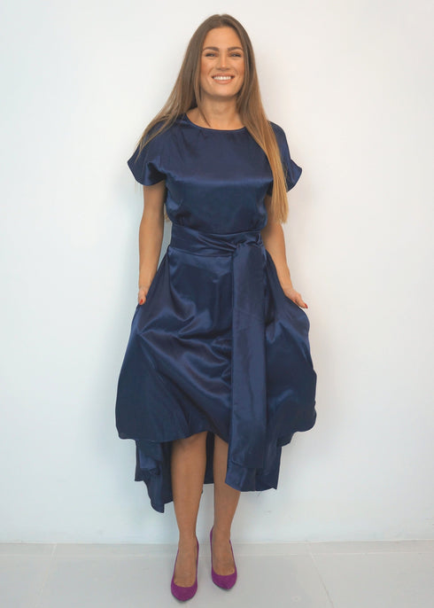 Dresses The Evening Dress - Navy Evening Satin dubai outfit dress brunch fashion mums