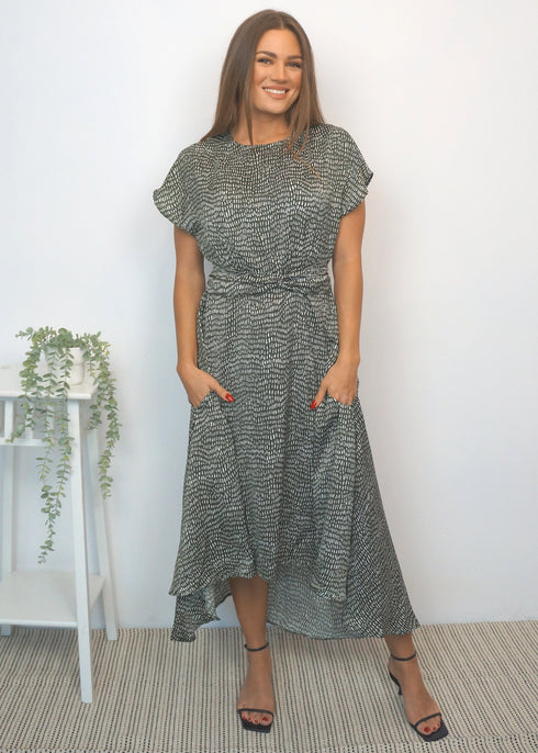 Dresses The Evening Dress - Olive Martinis Satin dubai outfit dress brunch fashion mums