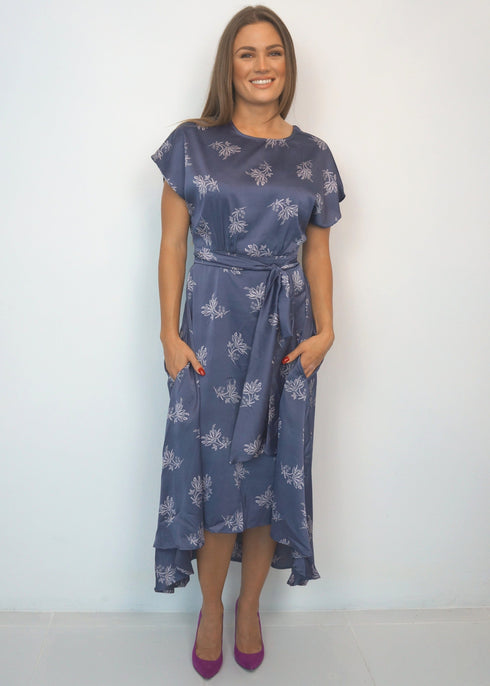 Dresses The Evening Dress - Pink Indigo Satin dubai outfit dress brunch fashion mums