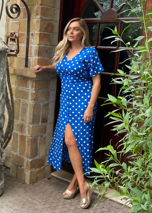 Dresses The Helen Dress | Royal Blue Polka dubai outfit dress brunch fashion mums
