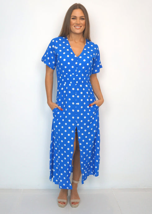 Dresses The Helen Dress | Royal Blue Polka dubai outfit dress brunch fashion mums