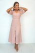 Dresses The Helen Dress w/ Puff Sleeves - Dusty Pink dubai outfit dress brunch fashion mums