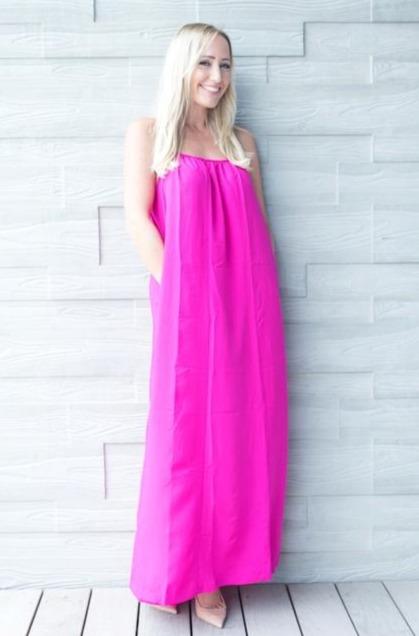 Dresses The Spaghetti Maxi Dress β Hot Pink dubai outfit dress brunch fashion mums