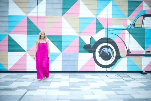 Dresses The Spaghetti Maxi Dress β Hot Pink dubai outfit dress brunch fashion mums