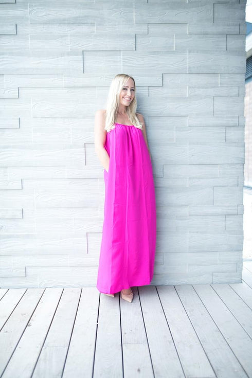 Dresses The Spaghetti Maxi Dress β Hot Pink dubai outfit dress brunch fashion mums