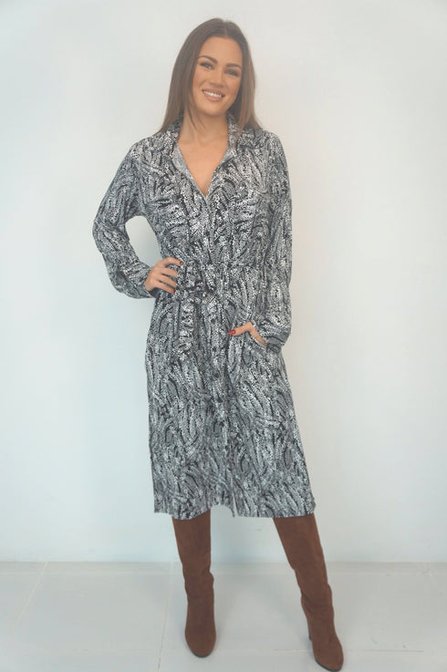 Shirt dress The Sara Midi Shirt Dress - Ink Splash dubai outfit dress brunch fashion mums