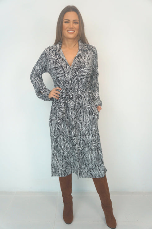 Shirt dress The Sara Midi Shirt Dress - Ink Splash dubai outfit dress brunch fashion mums