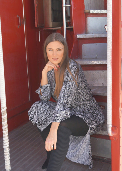 Shirt dress The Sara Midi Shirt Dress - Ink Splash dubai outfit dress brunch fashion mums