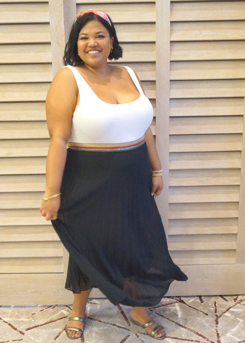 Skirt The Rainbow Pleated Skirt - Midnight Black dubai outfit dress brunch fashion mums