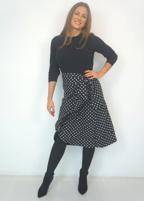 Skirt The Ruffle Wrap Skirt - Black Polka dubai outfit dress brunch fashion mums
