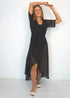 The Beach Wrap Dress - Black Chiffon dubai outfit dress brunch fashion mums