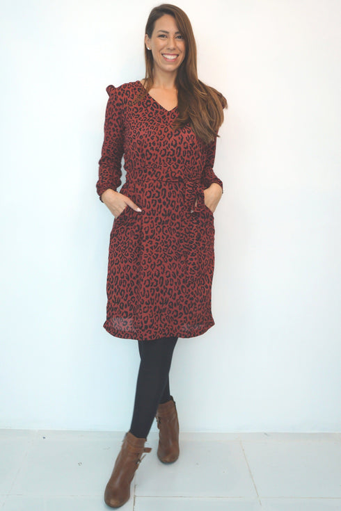 The Classic Dress - Maroon Animal dubai outfit dress brunch fashion mums