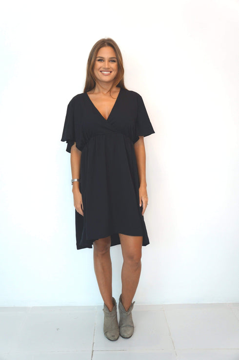 The Elastic Wrap Dress - Midnight Black dubai outfit dress brunch fashion mums
