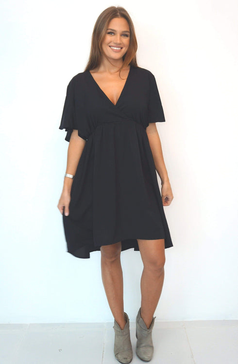 The Elastic Wrap Dress - Midnight Black dubai outfit dress brunch fashion mums