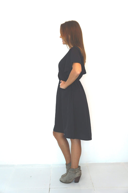 The Elastic Wrap Dress - Midnight Black dubai outfit dress brunch fashion mums