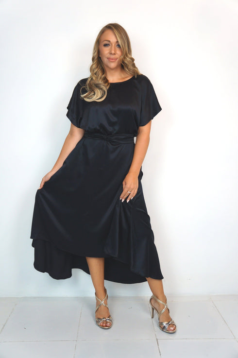 The Evening Dress - Black Evening Satin dubai outfit dress brunch fashion mums