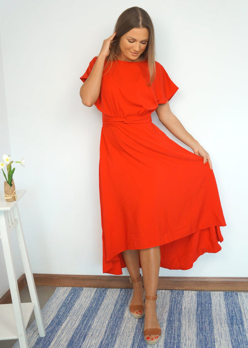 The Evening Dress - Scarlet Red dubai outfit dress brunch fashion mums