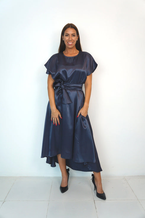 The Evening Dress - Steel Evening Satin dubai outfit dress brunch fashion mums