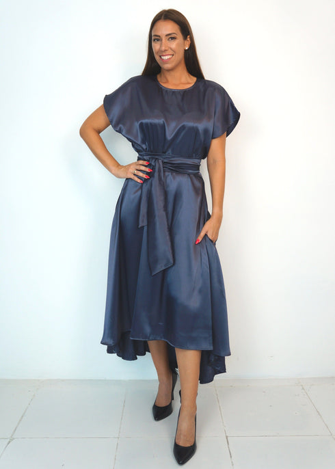 The Evening Dress - Steel Evening Satin dubai outfit dress brunch fashion mums