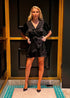 The Flirty Wrap Dress -Black Satin dubai outfit dress brunch fashion mums