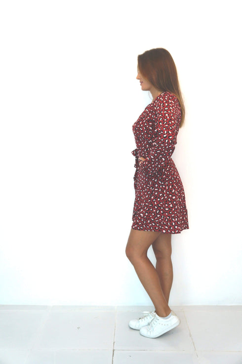 The Flirty Wrap Dress - Deep Raspberry, Ice Pink Animal dubai outfit dress brunch fashion mums