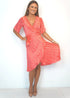 The Flirty Wrap Dress Midi - Lipstick Splash dubai outfit dress brunch fashion mums