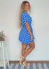 The Flirty Wrap Dress - Royal Blue Polka dubai outfit dress brunch fashion mums