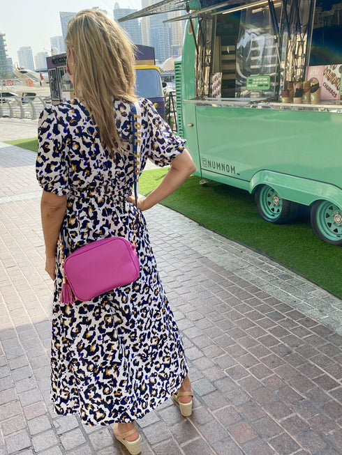 The Helen Dress - Cobalt Gold Leopard dubai outfit dress brunch fashion mums