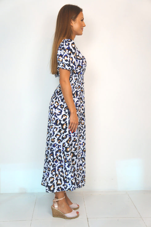 The Helen Dress - Cobalt Gold Leopard dubai outfit dress brunch fashion mums