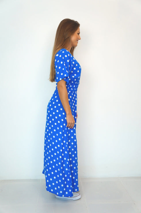 The Helen Dress - Royal Blue Polka Dots dubai outfit dress brunch fashion mums