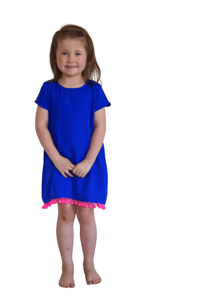 The Little Anywhere Dress - Royal Blue Neon Pink Pom-poms dubai outfit dress brunch fashion mums
