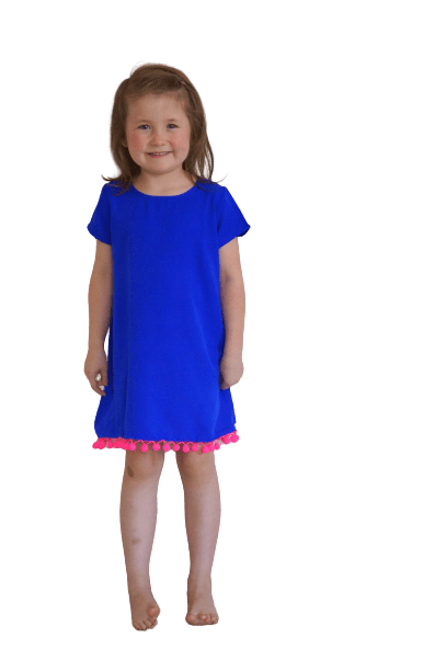 The Little Anywhere Dress - Royal Blue Neon Pink Pom-poms dubai outfit dress brunch fashion mums