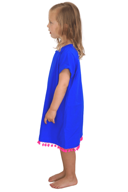 The Little Anywhere Dress - Royal Blue Neon Pink Pom-poms dubai outfit dress brunch fashion mums