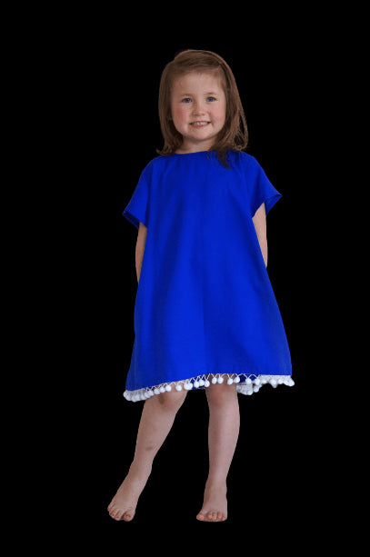 The Little Anywhere Dress - Royal Blue White Pom-poms dubai outfit dress brunch fashion mums