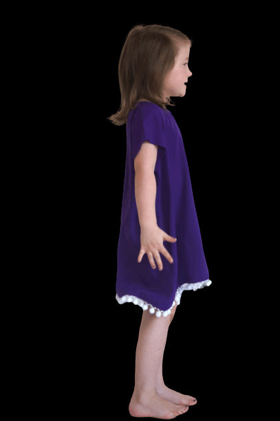 The Little Anywhere Dress - Royal Purple White Pom-poms dubai outfit dress brunch fashion mums