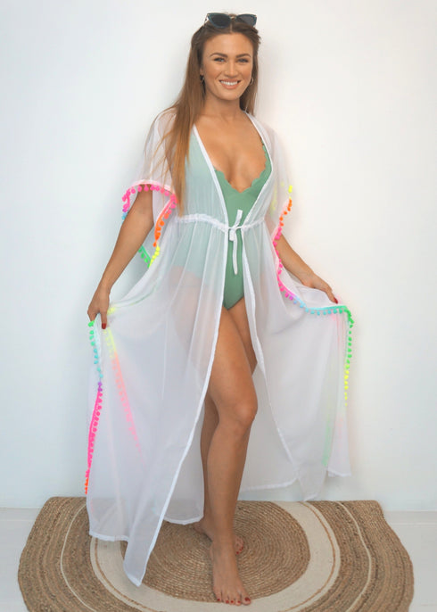 The Long Beach Kimono - White Chiffon dubai outfit dress brunch fashion mums