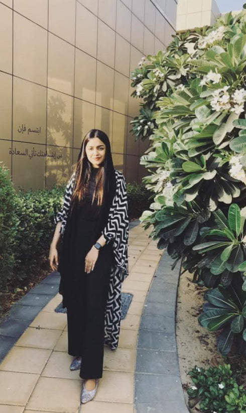 BLACK AND WHITE PAINTED CHEVRON The Palm Kimono - Black & White Painted Chevron dubai outfit dress brunch fashion mums